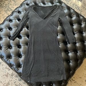 Bebe Mini Dress Black XS Mesh Cutouts